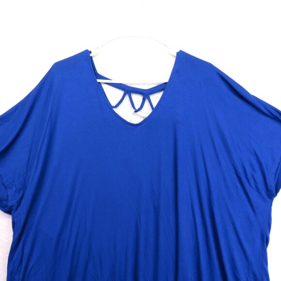 Lane Bryant Shirt Womens Size 26 Top Lattice Back Detail Blue White New - Picture 2 of 8